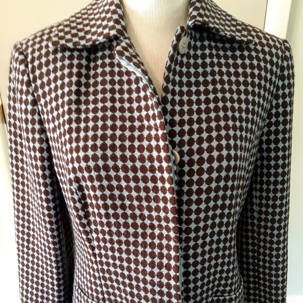 Grace Dane Lewis blue & brown wool coat